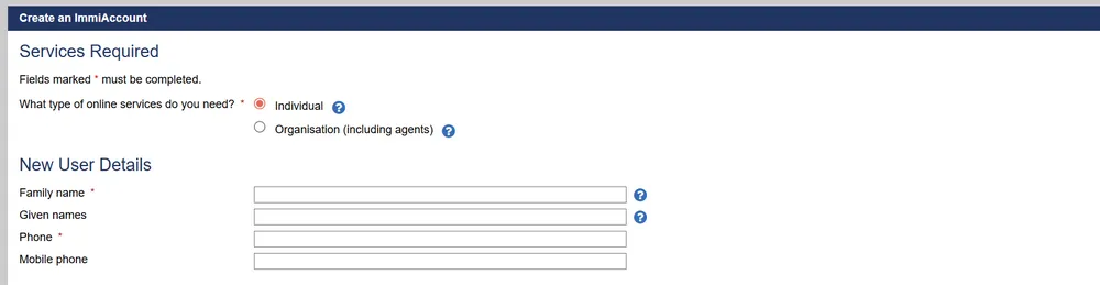 créer un compte immiaccount pour PVT Australie