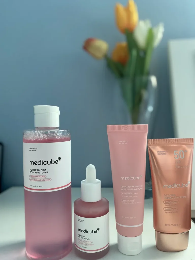 Produits de skincare Medicube reçus après un soin du visage à Séoul