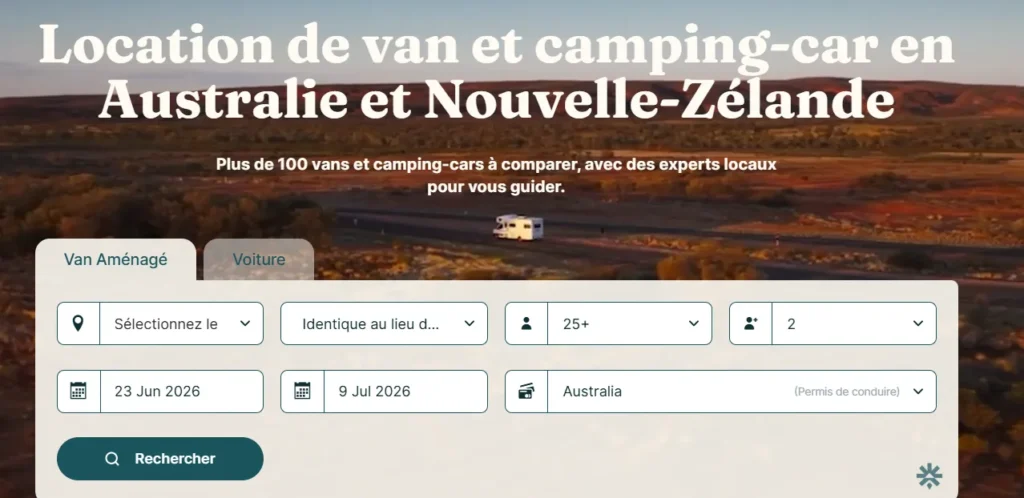 Comparateur Vanz Travel permettant de rechercher et comparer des vans et camping-cars en Australie et en Nouvelle-Zélande.