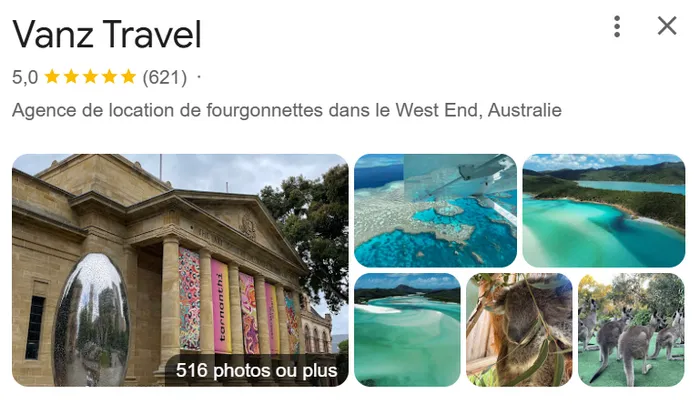 les avis de vanz travel sur google, tous positifs