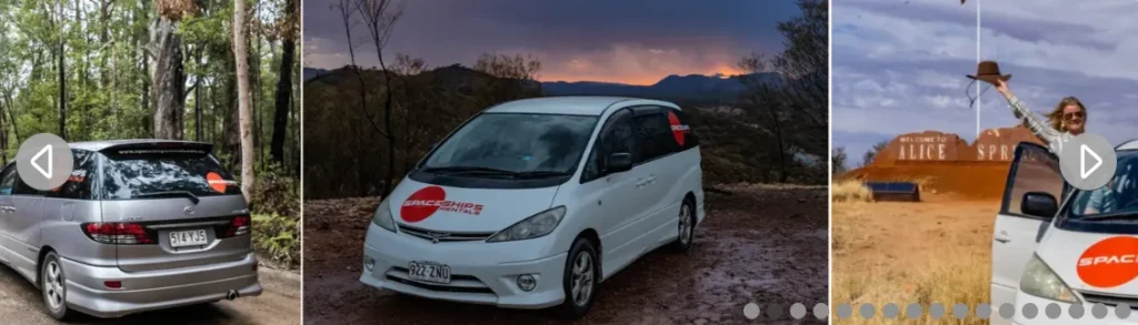 trois monospaces aménagés proposés par le site vanz travel pour la location de van en australie