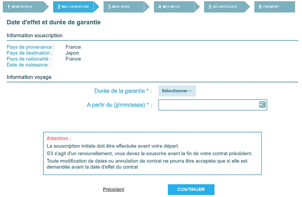 Date d'effet et durée de garantie, Globe PVT d'ACS, page 2 "Ma couverture"